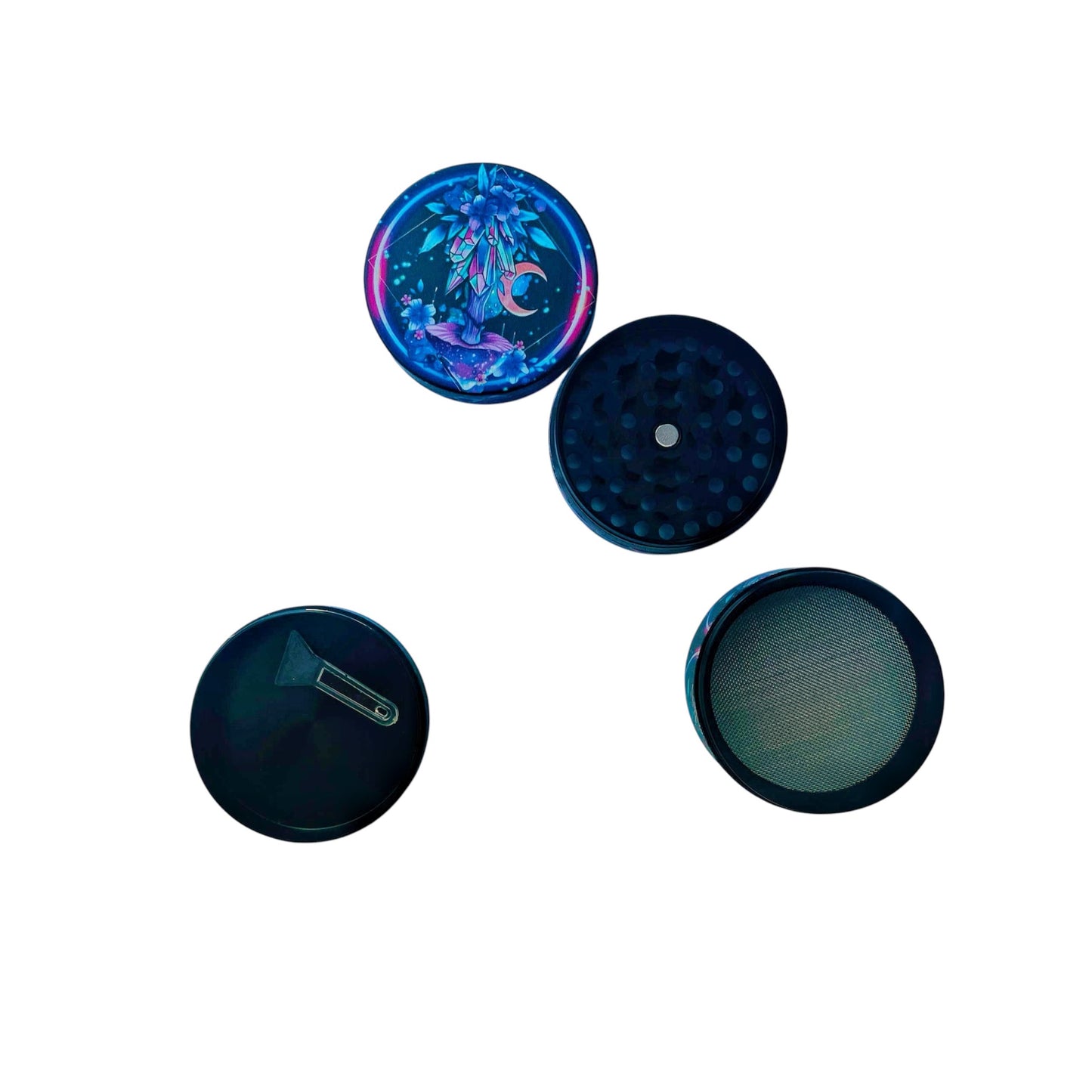 left side of custom crystal design 4 part 50mm grinder