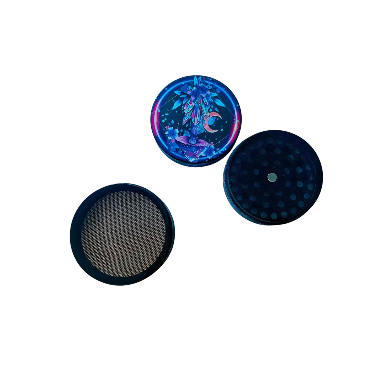 right side of custom crystal design 4 part 50mm grinder