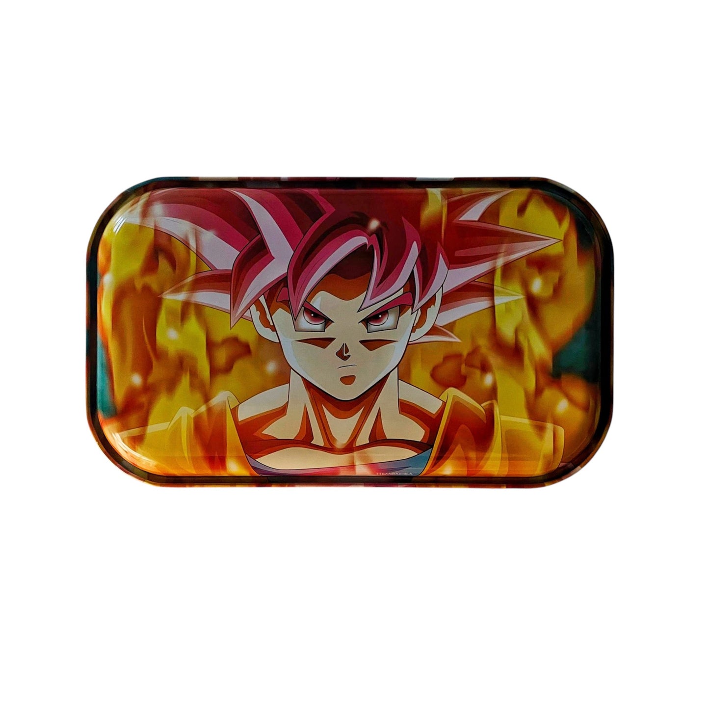 Back of Custom large Goku rolling tray with premium Dragon Ball Z design