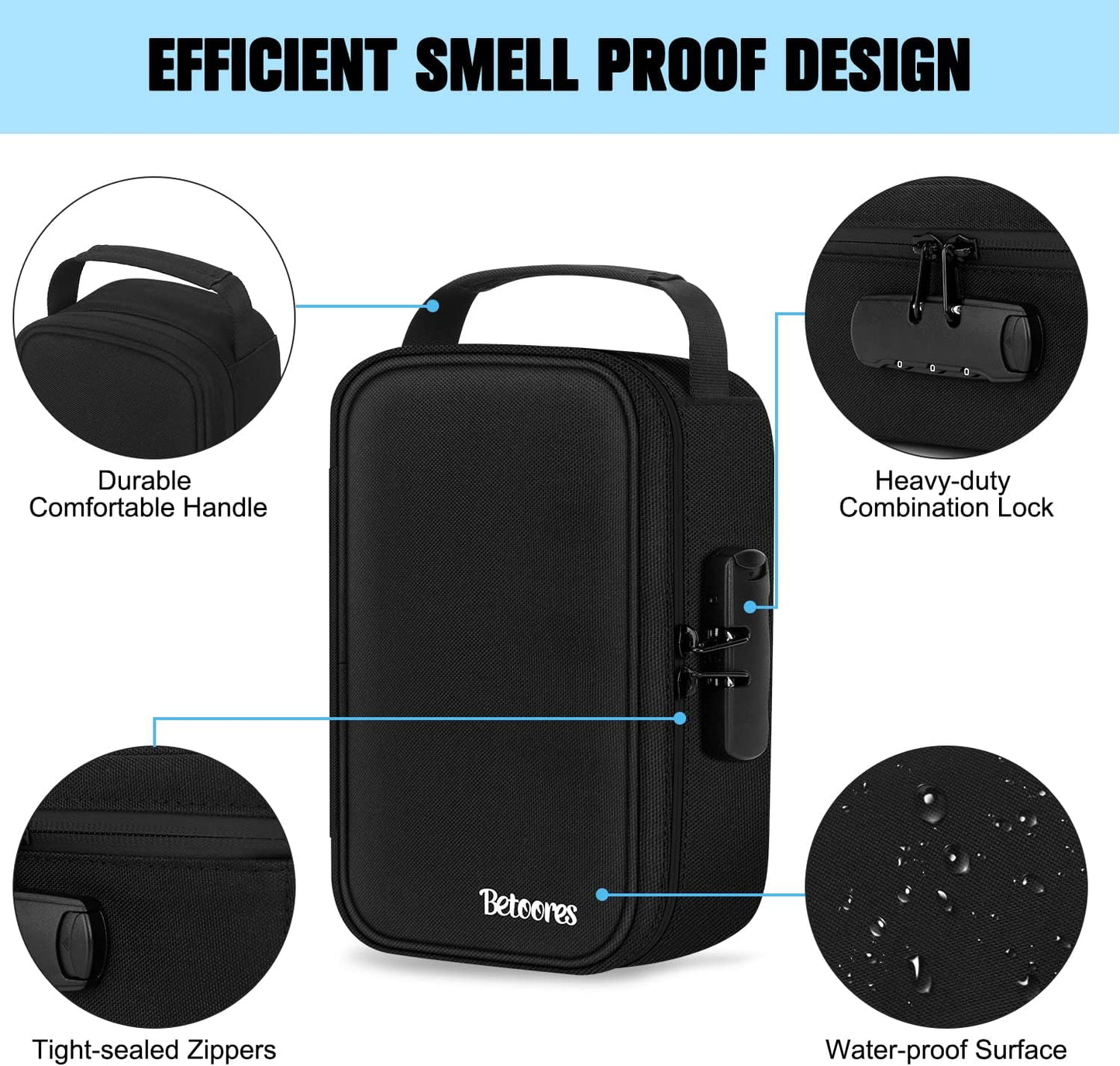 Betoores Smell Proof Bag, Container Stash Box with Lock