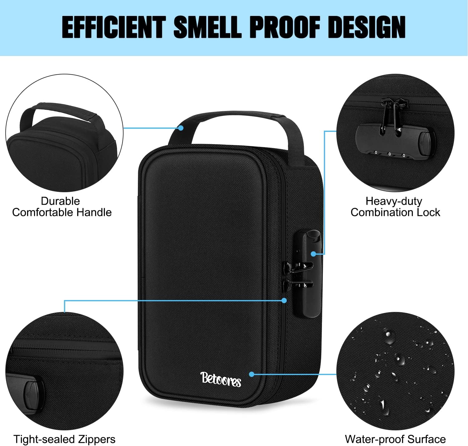 Betoores Smell Proof Bag, Container Stash Box with Lock