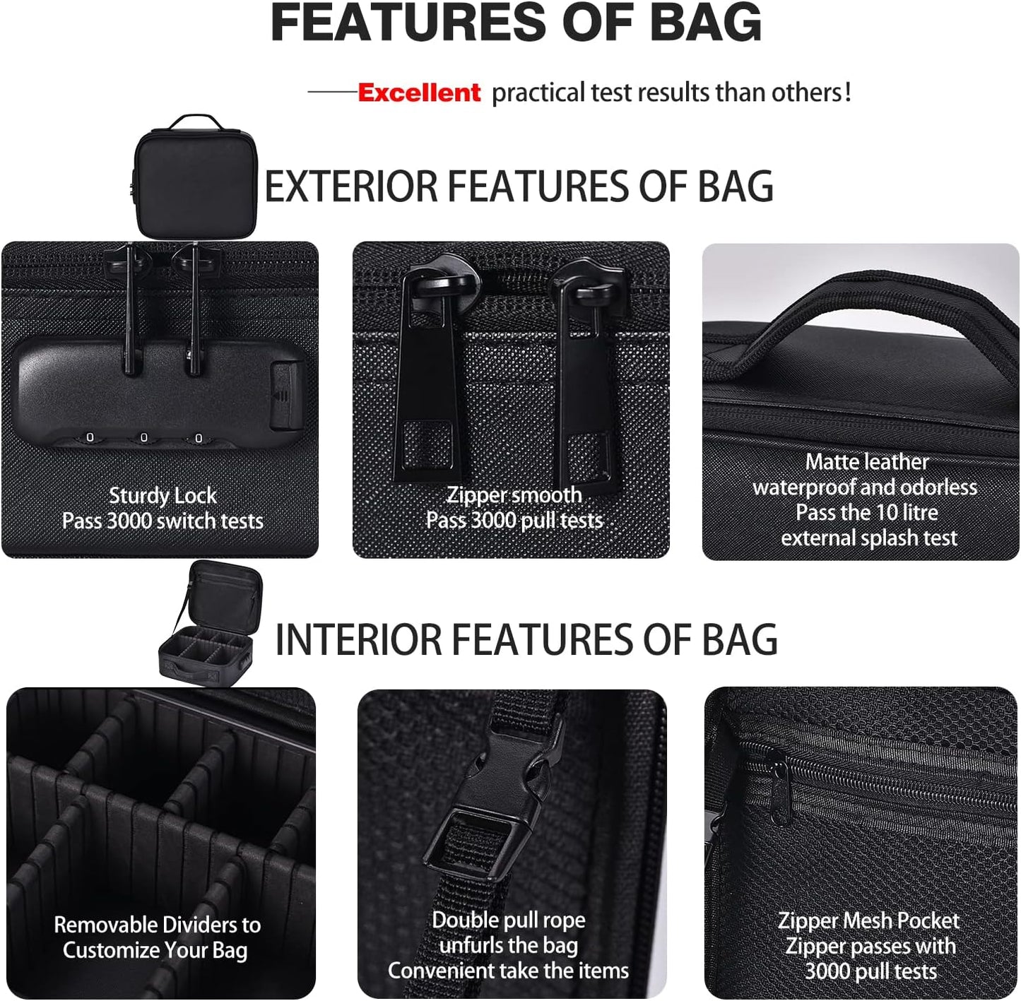 Black Matte Leather Smell Proof Storage Box Features