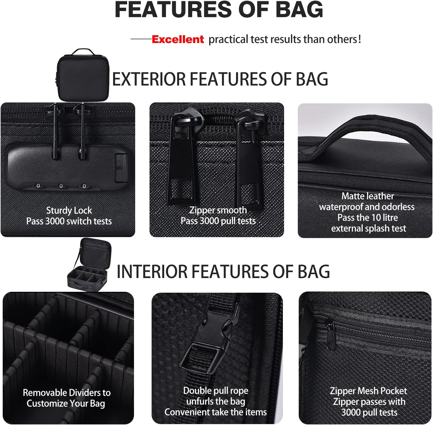 Black Matte Leather Smell Proof Storage Box Features