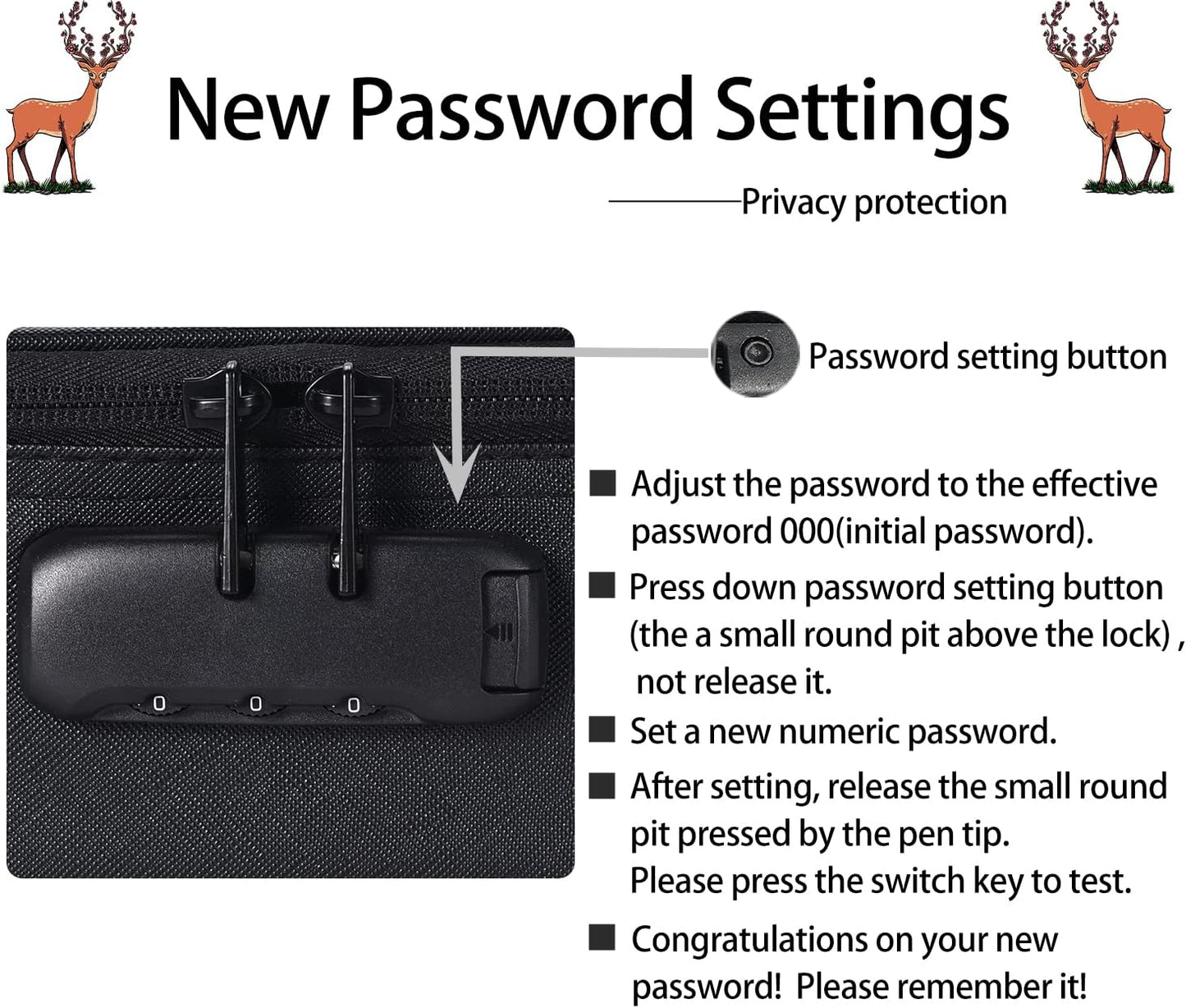 Black Matte Leather Smell Proof Storage Box Lock Password Settings