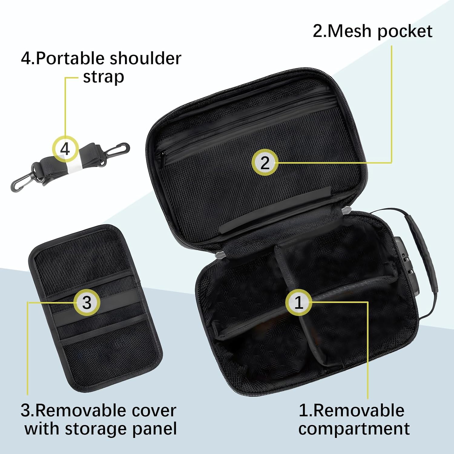 Kazaigou Smell Proof Bag and Stash Box with combination lock, including accessories, displayed on a clean background for secure odor-proof storage.