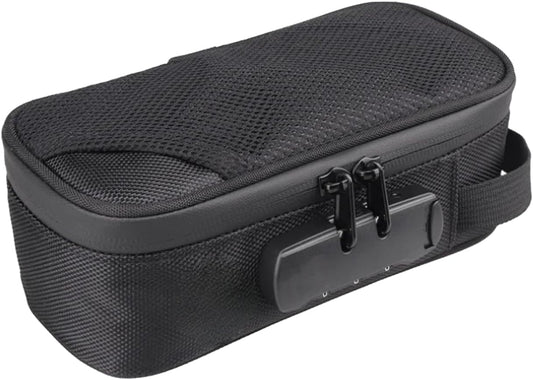 Yoljun Smell Proof Bag with combination lock and accessories, showcased on a clean background, offering secure, odor-proof storage for travel.