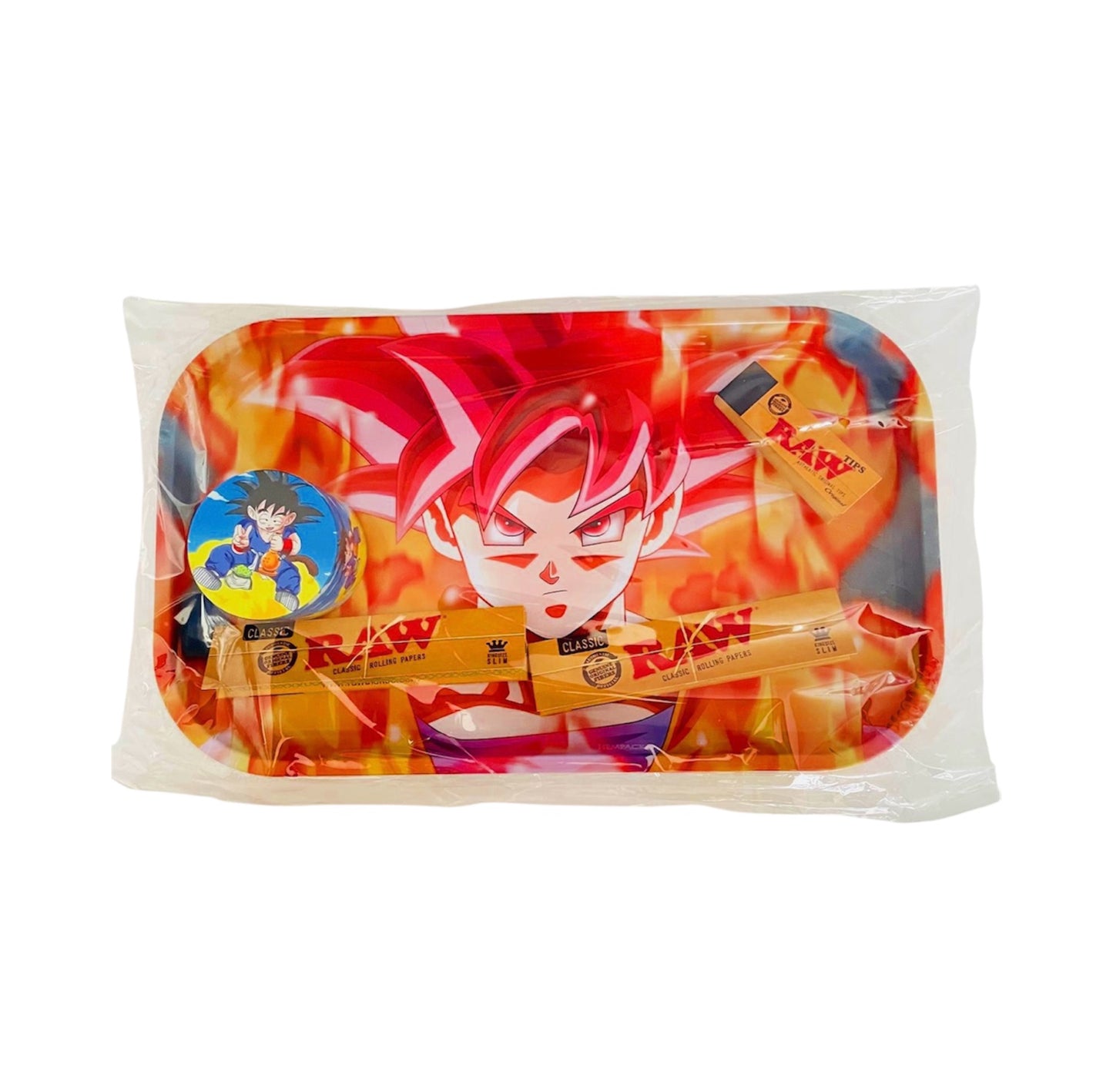 Custom Goku rolling tray and grinder gift set with Dragon Ball Z design