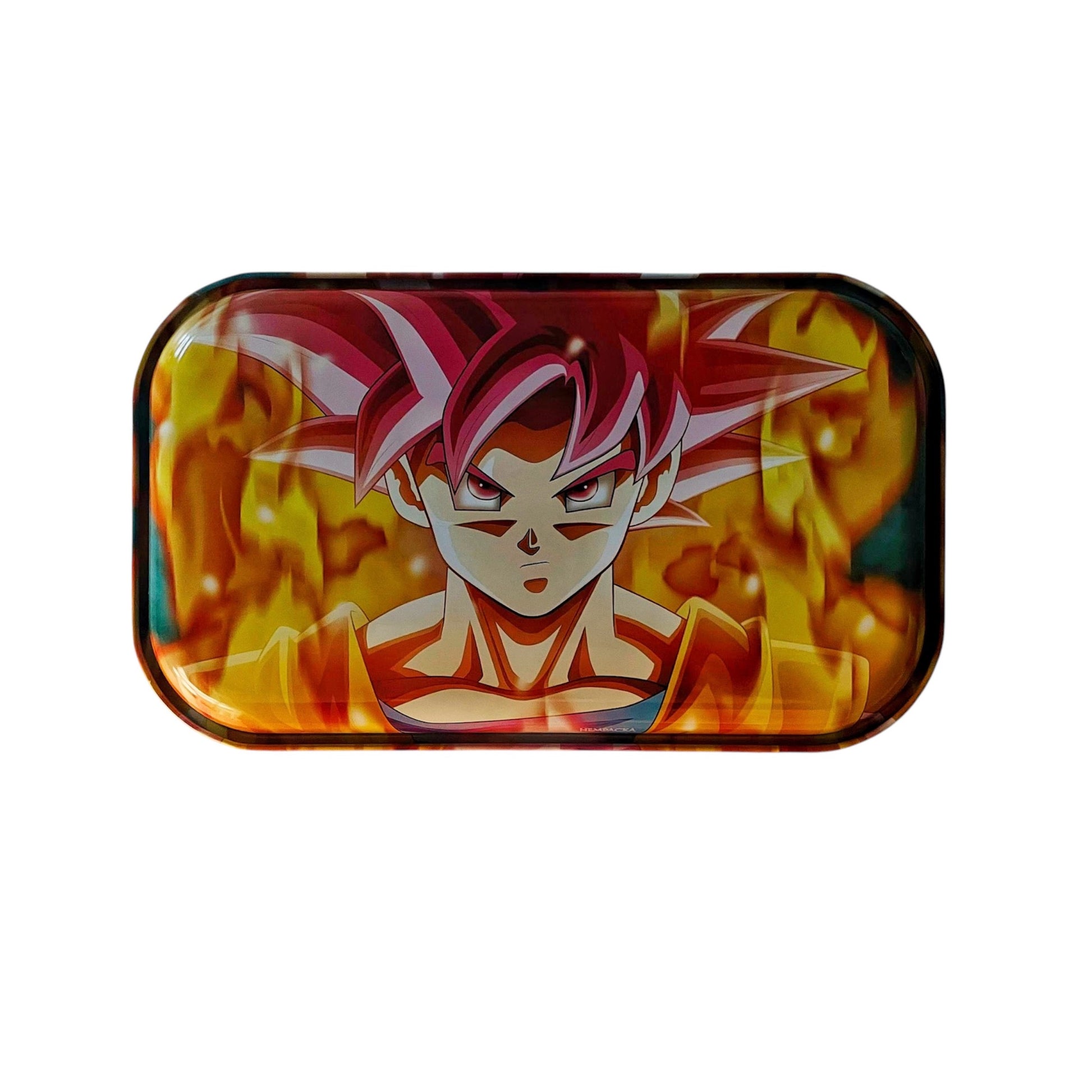 Back of Custom large Goku rolling tray with premium Dragon Ball Z design