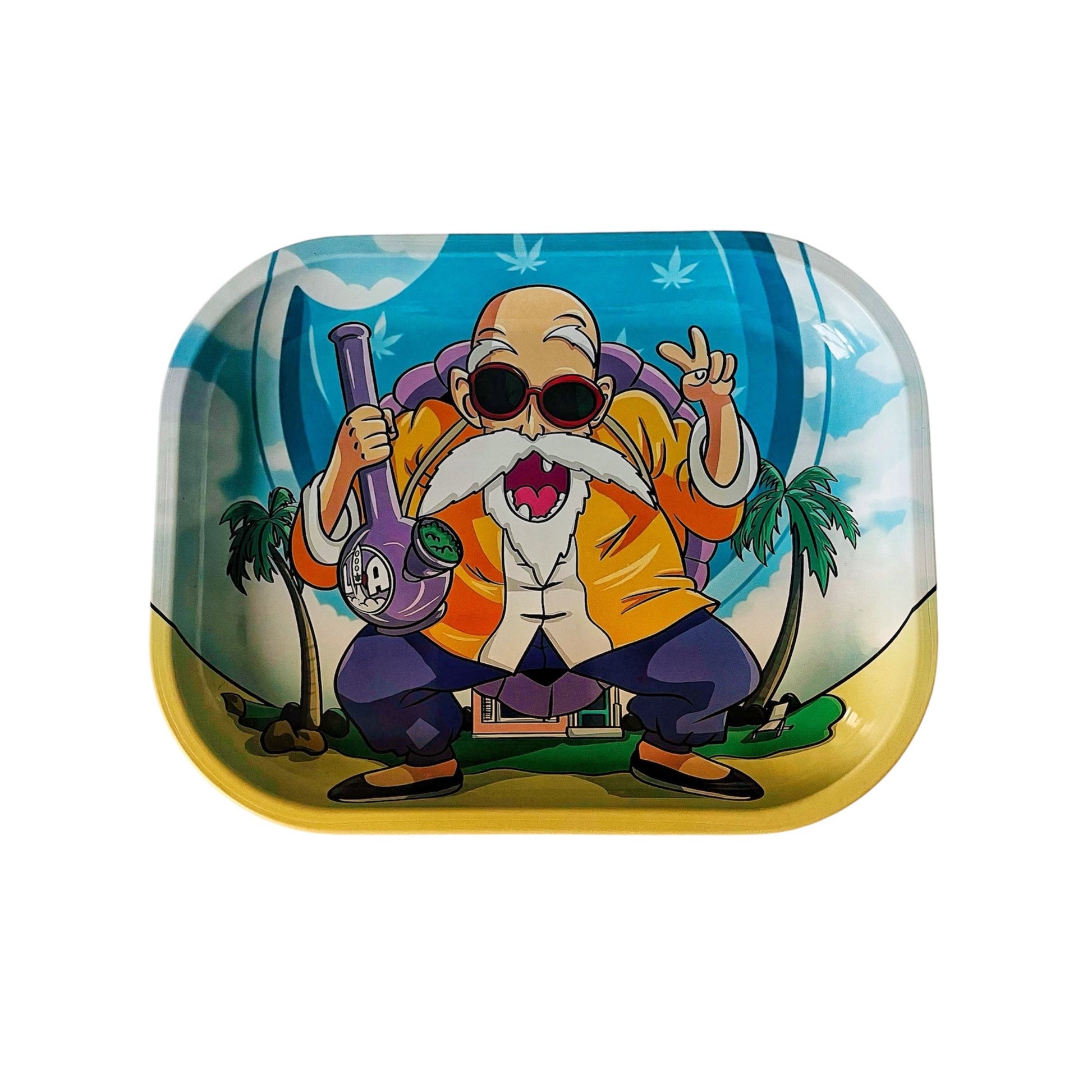 Front of Custom Master Roshi rolling tray with premium Dragon Ball Z design