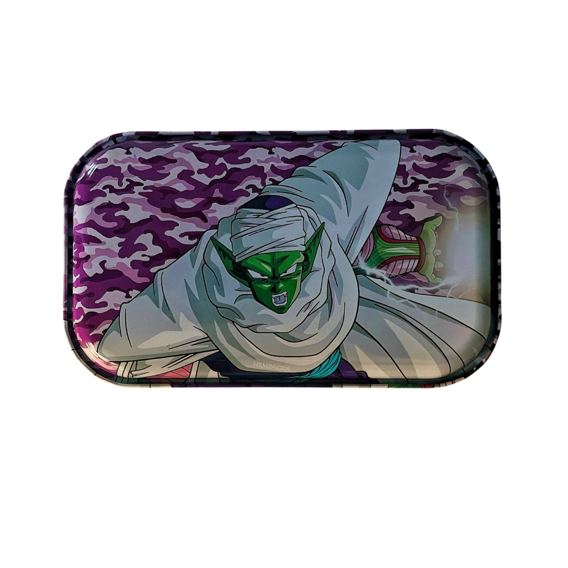 Back of Custom Piccolo large rolling tray with premium Dragon Ball Z design